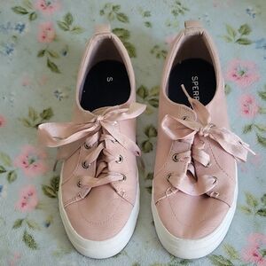 Sperry Pink Sneakers with Satin Laces and Rubber Sole